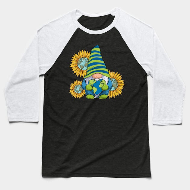 Sunflower Gnome With Heart Earth Day Baseball T-Shirt by Magazine